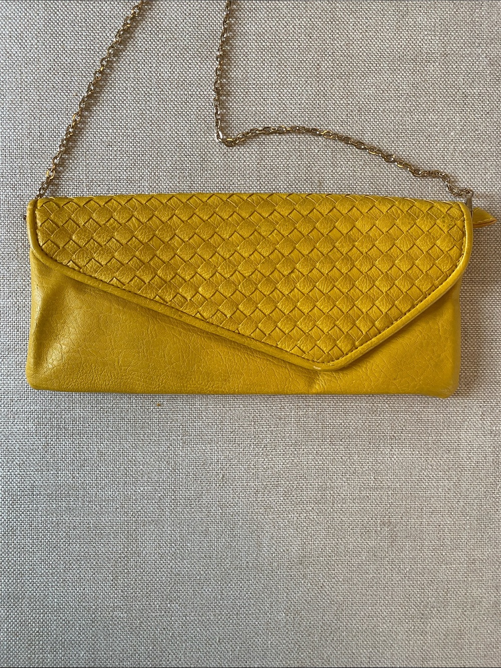 Woven Envelope Crossbody Clutch in Mustard Yellow - Women Bags